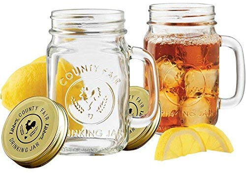 AOI Mason Jar Trinkgläser 480ml, Jar Einmachgläser, Deckel mit Gummiring, Einmachglas, luft-und wasserdicht. 2pcs