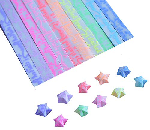 Origami Sternenpapier,Leuchtendes Sternenpapier,leuchtet im Dunkeln, 600 Blatt, 10 Farben,Geeignet für Geburtstagsgeschenke, Weihnachtsdekorationen usw