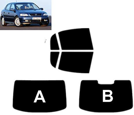 Passgenaue Tönungsfolie für-Opel Astra G 5-Türen 1998-2004 Heck/Seitenscheiben (35% Mittelschwarz, B)