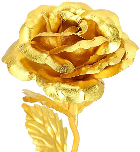 Rosa de oro de 24 quilates, Rosa dorada auténtica, Rosa eterna de lujo, Regalo para San Valentín, Aniversario o Cumpleaños, Con embalaje especial y certificado