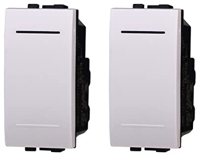 2 Pezzi Interruttore Unipolare 1P 1M 16A, Compatibile Con Bticino Living Light (Bianco)