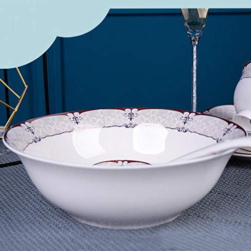 Bowl Tableware is Free to Match Bone China Rice Bowl Noodle Bowl Soup Bowl deep Dish Dish Flat Shallow Dish Fish Dish Product Pot Palace Pot Single-Barok 9 inch Soup Bowl
