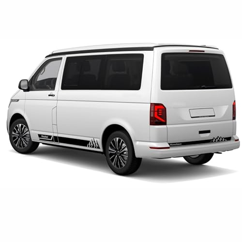 Seitenstreifen perfekt für Multivan California Beach T6.1, T6, T5, Seitenaufkleber Autoaufkleber Berge Camper
