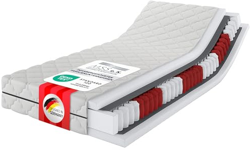 MSS e.K. Tonnentaschenfederkernmatratze Medic Plus | 180x200 cm | Härtegrad H5-XL | ergonomische 7 Zonen Matratze | Höhe ca. 21 cm| Oeko-Tex Zertifiziert | Made in Germany