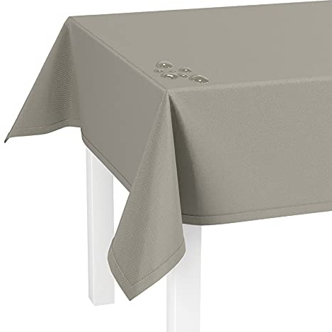 LILENO HOME Tischdecke abwaschbar [140x220cm] in Sand - Gesäumte Polypropylen Gewebe Tischdecke wasserdicht mit Fleckschutz