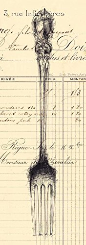 Image on ROLLED CANVAS Fork Document Z Studio - Country French Art print Fork Kitchen Menu French Canvas fine art 82_X_28_in