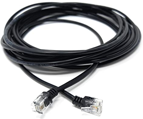 DRUT RJ11 to RJ11 ADSL 2 Modem Telephone Cable, 5m Black, 16.5ft | High Speed Broadband, Transmits Data Up to 100 Mbits/sec, 26 AWG, Supports Analogue or Digital, DSL/ISDN Applications