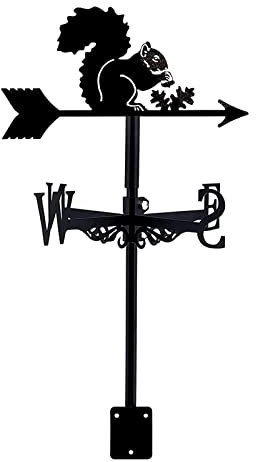 Wetterfahne Gusseisen-Eichhörnchen-Windrichtungsanzeiger mit Dachmontage, Wetterfahne, Garten-Metalldekorationen für den Außenbereich, Dach, Bauernhof, Hof