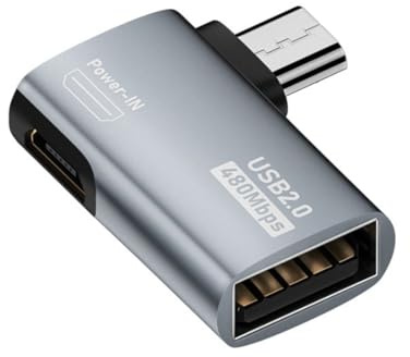 chenyang Micro USB auf USB 2.0 OTG Host Adapter 90 Grad links abgewinkelt mit USB Stromversorgung für Telefon Tablet