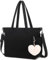 Makukke Cord Tote Bag Tasche Damen Umhängetasche Groß Shopper Tasche Handtasche Schultertaschen für Arbeit Büro Reisen Einkaufen Schule, Schwarz Tasche