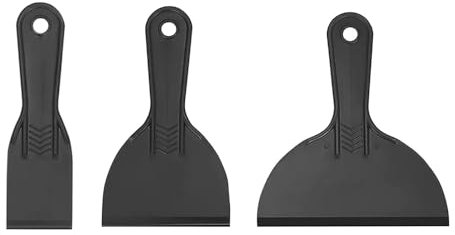 Set di spatole per stucco in plastica, 6/10/15 cm, spatola flessibile per stucco, raschietto multiuso per pittura, rattoppatura, decalcomanie, stucco per auto (nero, 3 pezzi)