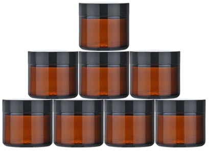 8 stycken salvburkar, 60 ml bärnstensglas, tomburk, krämbehållare, liten burk med lock, reseprovbehållare, krämburkar för fyllning av kosmetika, lotioner, krämer