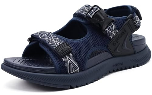 ONCAI Wandersandalen Herren Masche Sommer Strand und Wassersport Trekkingsandalen Männer mit Verstellbarem Riemen Blau EU 43