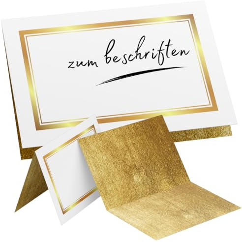 ZETTMANN® 50er Premium Tischkarten Hochzeit Schön dass du da bist 85x55mm I Tischkarten Geburtstag I Platzkarten I sehr gut beschreibbar (gold - rahmen)