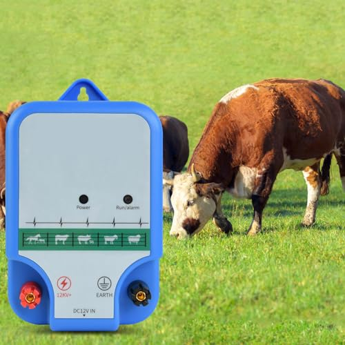 12V Weidezaungerät 2J Output für 2 bis 15 km,niedrige Impedanz Spitzenspannung 12kV für Geflügel, Vieh, Hobbytiere, Haustiere, Steuergerät zum Schutz von Gärten