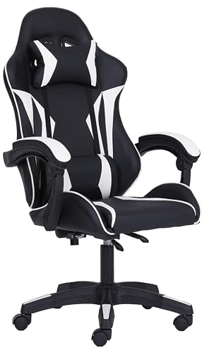 Millhouse Sport Desk Chair with Adjustable Lumbar Support and Head Pillow, X3577 (White)