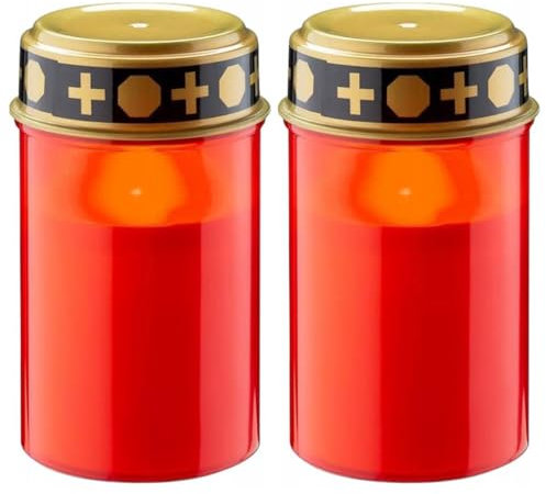 GEEZY Set of 2 LED Grave Candle Battery Operated Outdoor Use Red Flickering Effect Grave Light