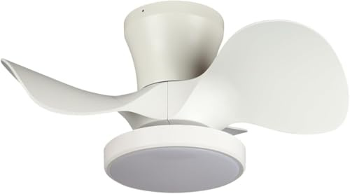 Casa Shop Ventilador de techo silencioso con luz LED de 56cm, gran volumen de aire, mando a distancia para cocina, dormitorio, comedor, patio Modos (Invierno/Verano) (Blanco)