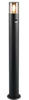 meineWunschleuchte Wege-Leuchte mit Bewegungsmelder Schwarz Rauchfarbig | mit E27 LED, Höhe 80cm, aus Aluminium, moderne Pollerleuchte, Schutzklasse IP44, für Wegbeleuchtung Garten Außen
