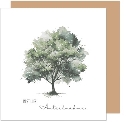 Edition Seidel Premium quadratische Trauerkarte mit Umschlag. Beileidskarte Karte In stiller Trauer Mitgefühl stille Anteilnahme Abschied herzliches Beileid Baum (TQ107 SW024)