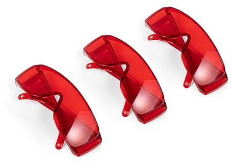 FUREIN SMILE Lot de 3 paires de lunettes de sécurité pour laboratoire dentaire, lunettes de sécurité anti-buée pour blanchiment des dents, lunettes de sécurité anti-buée, lunettes de protection LED
