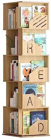 YTGHBIML Bücherturm Freistehend Um 360° drehbares Bücherregal, mehrschichtiges stehendes Bücherregal aus Holz, Bücherregal mit großer Kapazität, Organizer, einfaches Bücherregal perfekte Darstellung