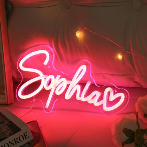 kaululu Neon Schild Personalisiert Led Buchstaben Namensschild für Zimmer, Wohnzimmer, Bar, Party, Hochzeitsdeko, Gaming deko, Wanddekoration, Geburtstag, Weihnachten, Schilder Selbst Gestalten (Rosa)