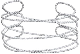 FOCALOOK Damen Armband Offen Edelstahl Armband Glitzer Wickelarmband Armreif Offen Armspange Oberarm Freundschaftsarmband Charm Armband Schmuck Sommerarmband