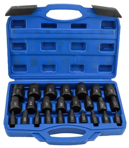 25 PCS Easy Out Bolt Extractor Set, Multifunctional Stud Damaged Screw Extractor Set, High Hardness Rounded Locking Wheel Nut Removal Tool for Removing Damaged and Screws