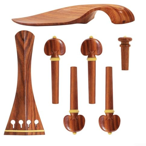 Violinen-Set aus Holz, 7-teilig, Kinnhalter, Saitenhalter, Stimmwirbel, Buchsbaum, Ersatz-Geigenteile, Violinen-Zubehör-Set