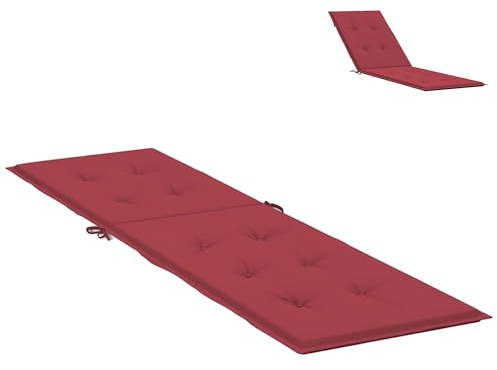CLALER Liegenauflage 180x50x4 cm, Auflage Gartenliege, Polster Sonnenliege Strandliege Liegenauflagen, Eckbänder & Einstellband, Bezug der Kissen abnehmbar, Outdoor, Weinrot