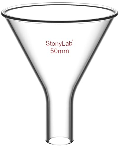stonylab Vidrio Embudo de Polvo, Pared Pesada Powder Funnel Vidrio de Borosilicato Embudo de Tallo Corto con 50 mm de Diámetro Superior y 22 mm de Longitud de Vástago