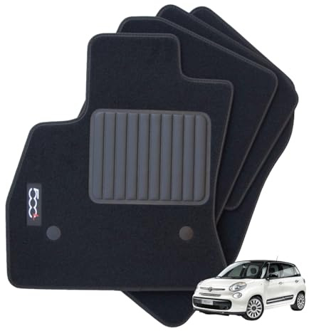 Tappetini Per Fiat 500L (2012-2017), Con Logo, Alta Qualità, 2 Pin Di Sicurezza
