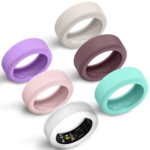 Hexasider Confezione da 6 coperture per anelli intelligenti da 7 mm e 8 mm, custodia in silicone antigraffio per allenamento in palestra, protezione per anelli intelligenti per donne e uomini, S for 6