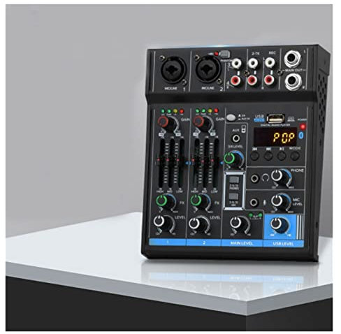 RUHEN Mixeur Audio, Interface USB 4 canaux pour Studio, mixeur Professionnel Portable, Carte Son Compatible Bluetooth, qualité Audio