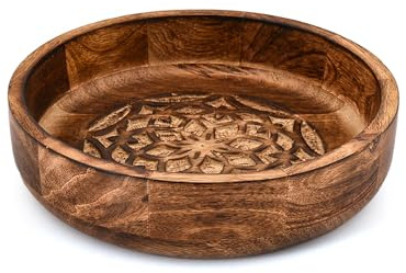 Mahasu Fruit Bowl Mango Wood Round Shaped Serving Bowl for Fruit for Table Centerpiece,Key Bowl for Entry Table (10 x 10 x 2.5)