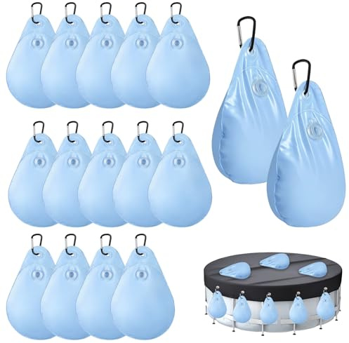 16 Stück Hängetaschen für die Winter-Poolabdeckung, Poolabdeckung Gewichte Wassersack mit Haken, Dicke PVC-Poolabdeckung, Hängetasche für Oberirdische Schwimmbäder