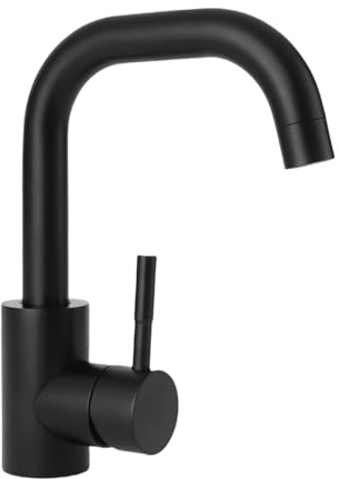Rubinetto Lavello Cucina Nero, Inox 304 Miscelatore Girevole 360° | Serenfira Rubinetto per Cucina e Bagno, Compatibile Solo con Impianti ad Alta Pressione, Dotato di Protezione Anti‑Scottatura