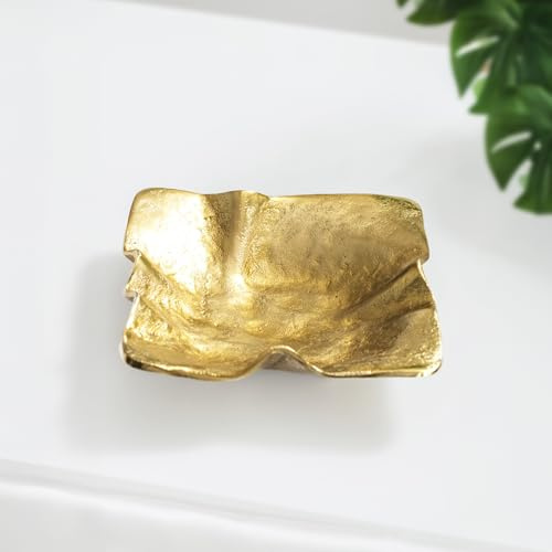 ALORAA Handmade Matte Gold Jewellery Bowl Elegant Aluminium Decorative Tray for Jewellery Keys Potpourri – Ethically Crafted in India – Durable Lightweight Gift Home Décor for Modern Interiors