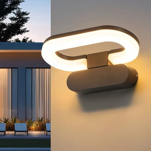 Dythwron 18W Lampada da Esterno Applique da Esterno, Impermeabile IP65 Applique da Interno con Pannello LED Orientabile per Giardino e Terrazza, 3000K