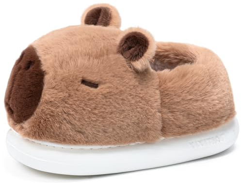 XUNBAI Capybara Slippers for Women Men,Cute Fluffy Animal Slippers,Warm Winter Wear Home Cozy Furry Soft Indoor Kawaii Shoes