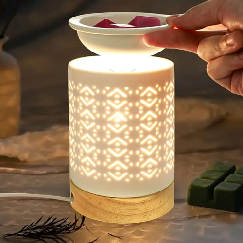 Elektrische Duftlampe, Wachsschmelzwärmer, Keramik Duftlampe, Aromalampe Keramik, Dimmbar für Büro, Schlafzimmer, Yoga für Aromatherapie-Geschenk zu Hause
