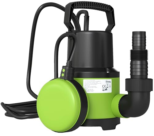 Outsunny 400W Submersible Water Pump for Dirty/Clean Water, 9000L/H Electric Sump Pump with Float Switch, Drain Water from Garden Pond, Hot Tub, Ditches, Portable and Lightweight