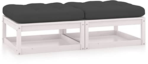 XINCXIN Garten-Fußhocker, Balkon Couch korbsessel Outdoor gartensessel Garden Furniture Geeignet für patios Balconies Garden Yard mit Kissen 2 STK. Massivholz Kiefer
