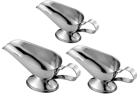 Gatuida Stainless Steel Gravy Boats Sauce Dishes Small Sauce Boats Set 3pcs (3oz, 5oz, 8oz) for Steak Serving and Dining Table Condiment Bowls