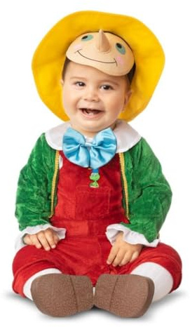 My Other Me - Costume unisex Pinocchio per bambino con cappello, visiera, giacca e salopette in rosso e verde, taglia 24-36 mesi. Perfetto per una festa in costume indimenticabile