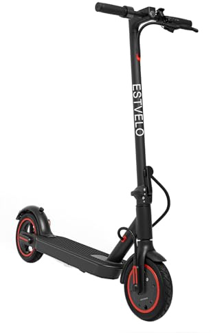 ESTVELO e Scooter für Erwachsene,Max 33 km Reichweite,max 20km/h,Dual-Bremsen, faltbar & leicht (14.5kg),Luftreifen,elektroscooter Tragfähigkeit 120kg mit Deutscher Straßenzulassung