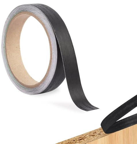 Cinta de borde de melamina de 15 mm, 10 m, autoadhesiva, para reparación de madera, cinta de bordes prepegada para muebles, encimeras, color negro (negro, 20 mm x 10 m)