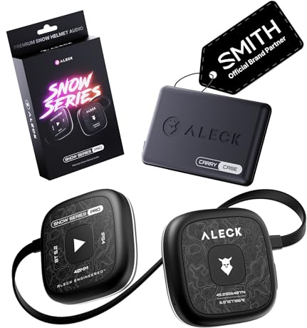 ALECK Snow Series Pro Wireless Bluetooth Ski & Snowboard Helmet Speakers, Fits Audio-Ready Helmet Ear Pockets, Glove Friendly Controls, Built-in Mic for Hands-Free Calls