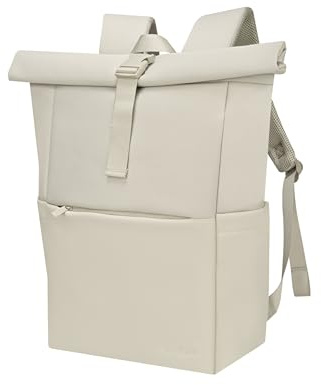 SVOLTA Rolltop Rucksack Damen und Herren, Laptop Rucksack Greige | Laptoprucksack 17 Zoll mit Anti-Diebstahl-Rückenfach für Uni, Business, Schule und Gym, Reiserucksack 25L